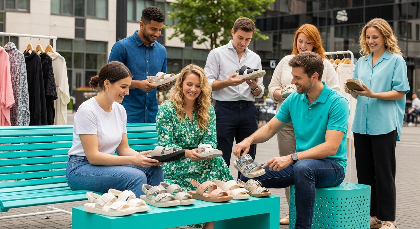 trending sandals, summer footwear, group shopping