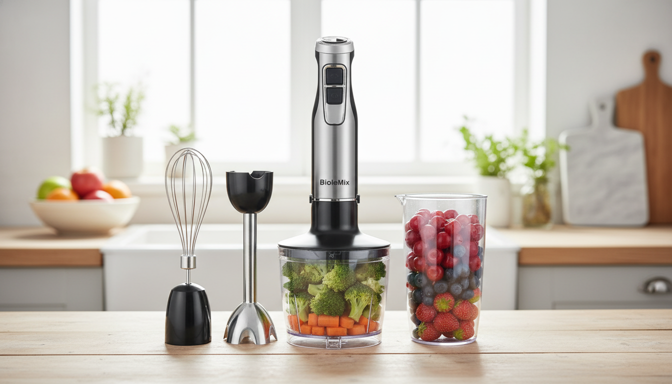 1200W 4-in-1 Hand Blender: Chopper + Smoothie Cup