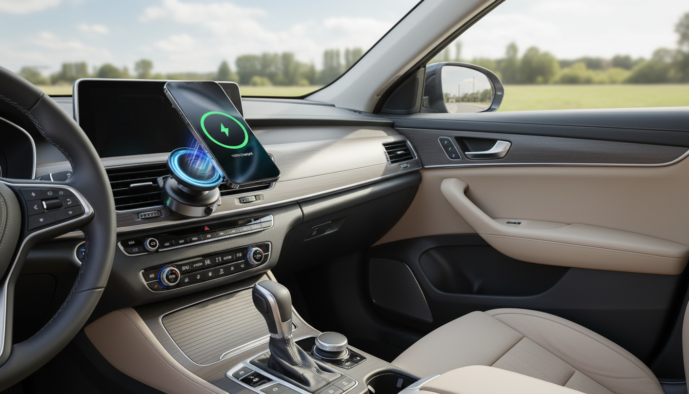 15W Electric Magnetic iPhone Car Mount: Auto-Clamp