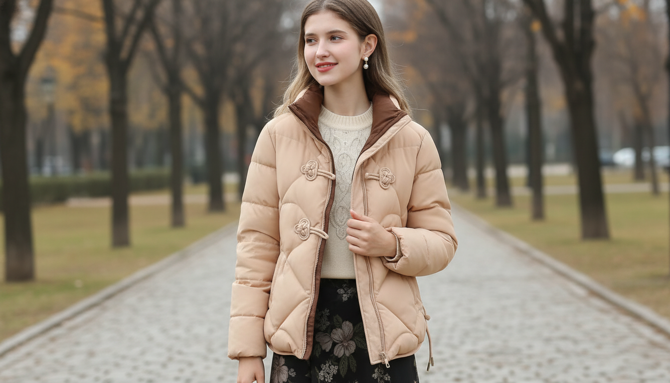 Apricot Turtleneck Parka: Zip-Up Warmth & Easy Layers