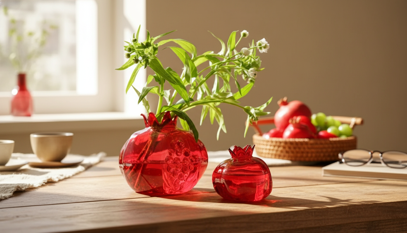 Clear Pomegranate Glass Vase for Hydroponic Table Decor