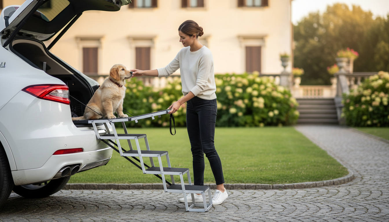 Folding Aluminum Dog Stairs for Luxury Car Entry