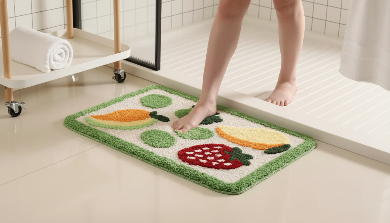 Fruit Plush Velvet Non-Slip Bath Mat: Soft & Grippy
