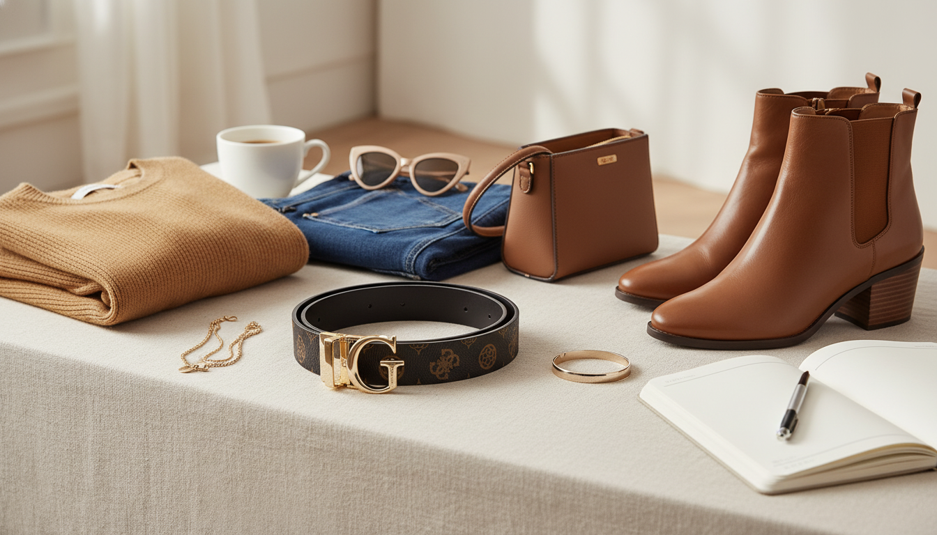 Guess Women’s Brown Printed Belt: Easy Outfit Upgrade