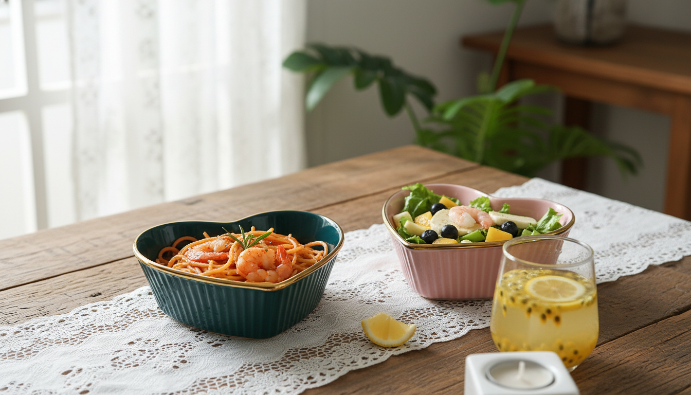 Charming Heart-Shaped Ceramic Bowl for Fruit, Pasta & More