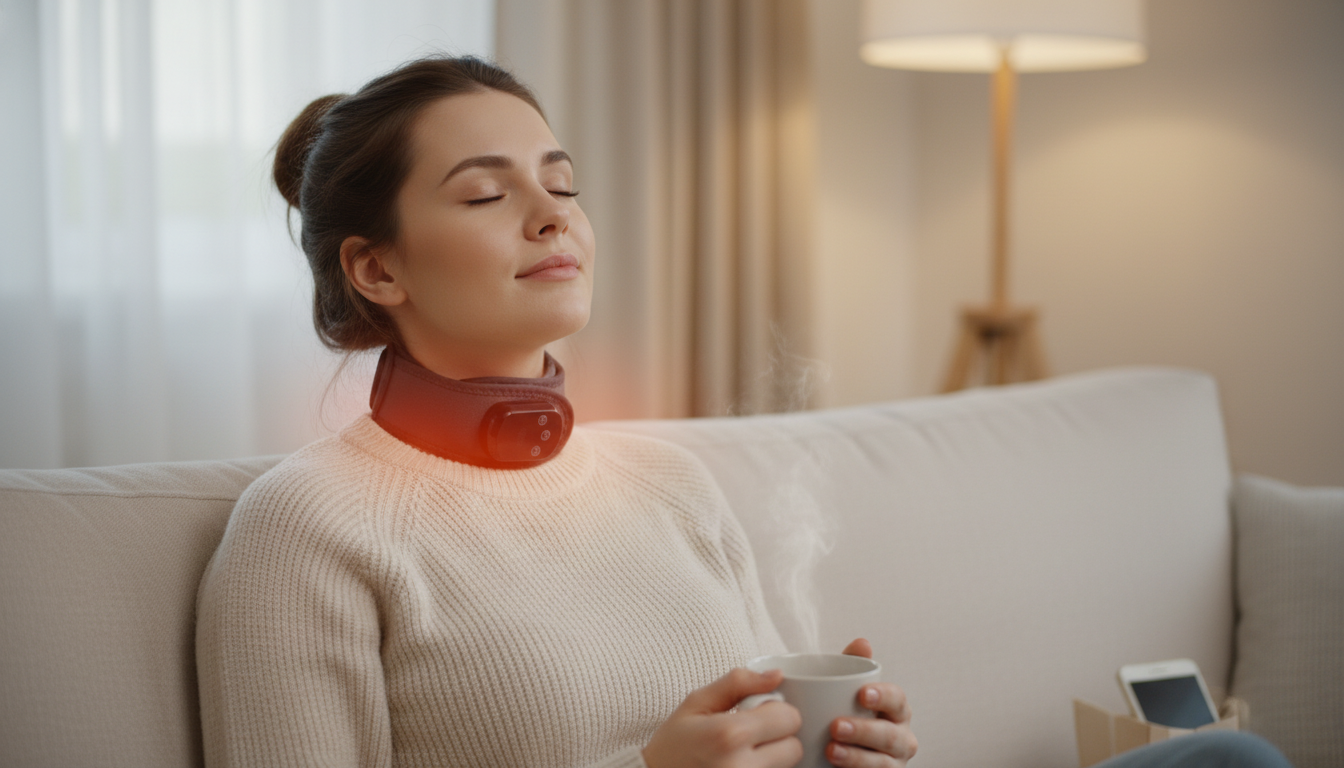 Heated Neck Massage Belt: Adjustable Heat + Vibration