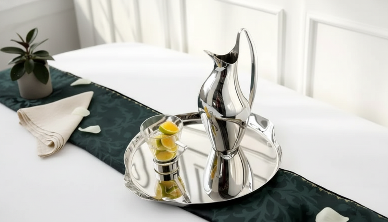 Luxury Round Mirrored Tray: Stainless Steel Storage