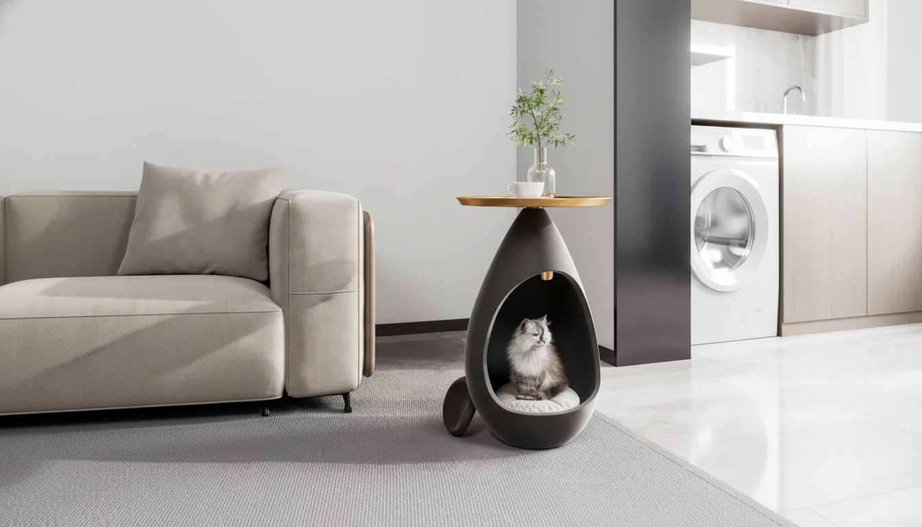 Modern Coffee Table With Built-In Cat Nest: Stylish & Cozy