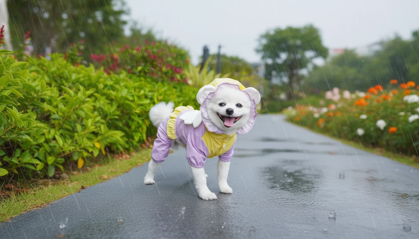 Purple Four-Leg Waterproof Dog Raincoat (Button Closure)