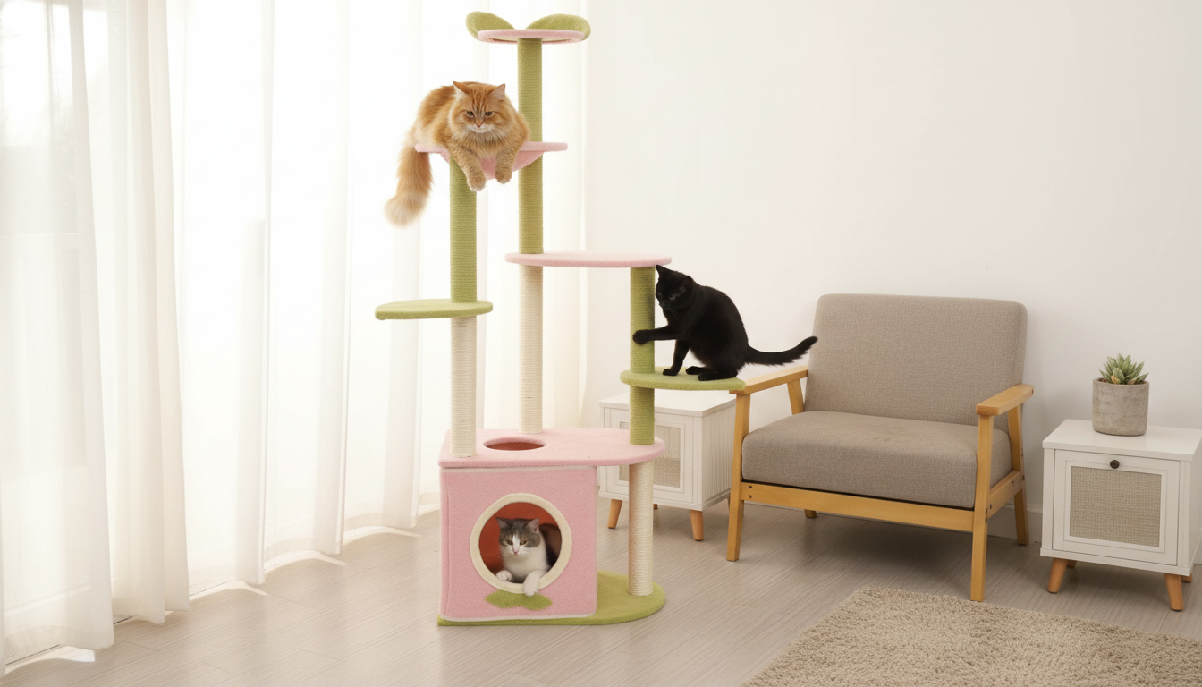 Sturdy 5-Tier Cat Tree Tower for Large Cats (Indoor)