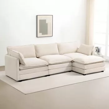 Oversized Corduroy Modular Sectional + Movable Ottoman