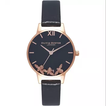 Olivia Burton Bee Dial Watch in Black & Pink (Analog)